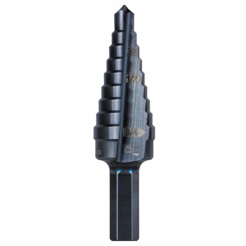 Klein Ktsb03 9-Step Drill Bit, 3/8-Inch Hex, Double Straight Flute, 1/4 To 3/4-Inch 092644591037