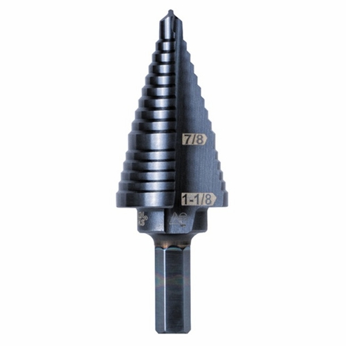 KLEIN KTSB11 2-Step Drill Bit, 3/8-Inch Hex, Double Straight Flute, 7/8 to 1-1/8-Inch 092644591112