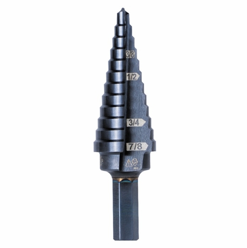 KLEIN KTSB14 12-Step Drill Bit, 3/8-Inch Hex, Double Straight Flute, 3/16 to 7/8-In 092644591143