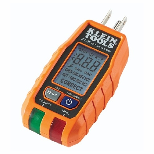 Klein Rt250  Gfci Receptacle Tester With Lcd  092644693212