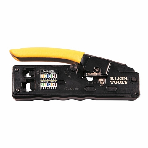 KLEIN VDV226-107 Ratcheting Data Cable Crimper / Stripper / Cutter, Compact 092644582097