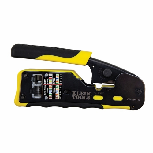 KLEIN VDV226-110 Ratcheting Ethernet Cable Crimper / Stripper / Cutter, for Pass-Thru&trade; 092644690945