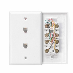 LEVITON 40244-W Standard Telephone Wall Jack, 6P4C x 6P4C, Screw Terminals, White 078477312186