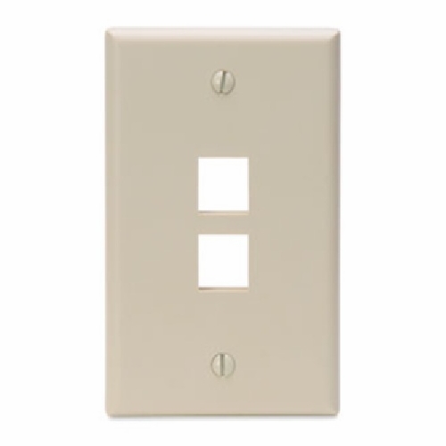LEVITON 41080-2IP Single-Gang QUICKPORT Wallplate, 2-Port, Ivory 078477835593