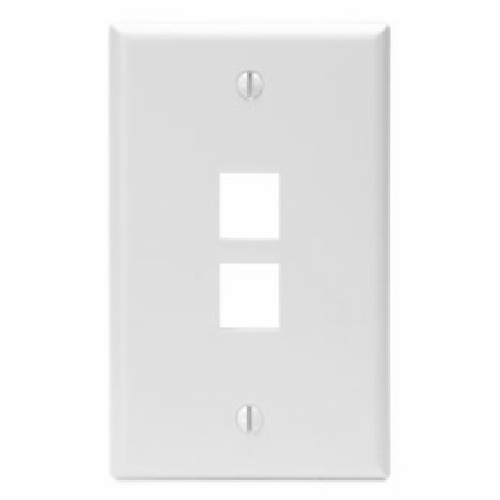 LEVITON 41080-2WP Single-Gang QUICKPORT Wallplate, 2-Port, White 078477835616