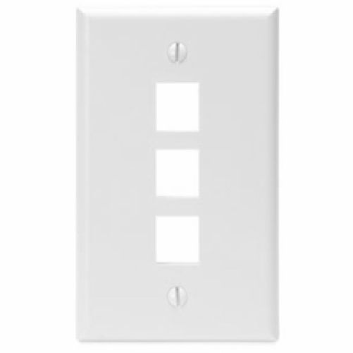 LEVITON 41080-3WP Single-Gang QUICKPORT™ Wallplate, 3-Port, White 078477810910