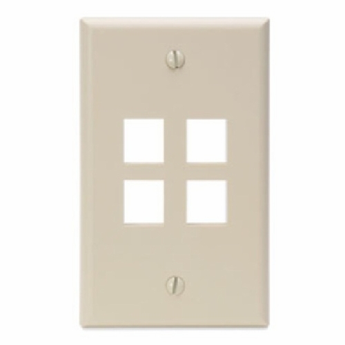 LEVITON 41080-4IP Single-Gang QUICKPORT™ Wallplate, 4-Port, Ivory 078477820414