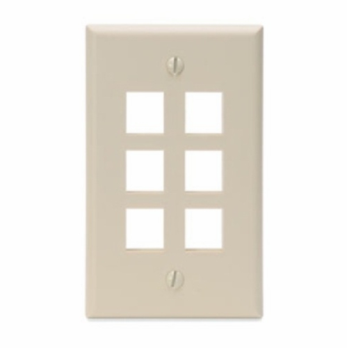 Leviton 41080-6Ip Single-Gang Quickport Wallplate, 6-Port, Ivory  078477794777