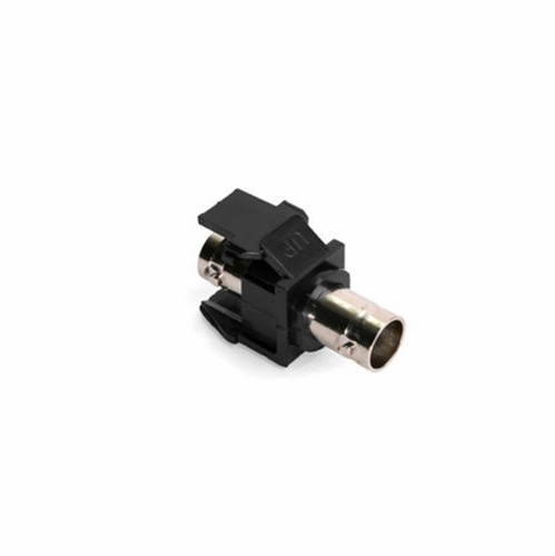 LEVITON 41084-BEF BNC Feedthrough QUICKPORT&trade; Connector, Nickel-Plated, 50 Ohm, Black Housing