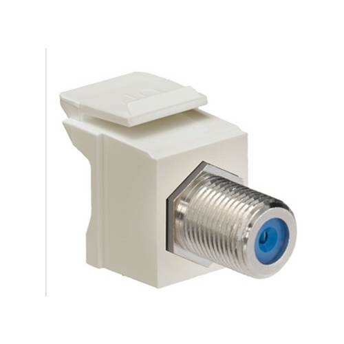 LEVITON 41084-FIF Feedthrough QUICKPORT&trade; F-Connector, Nickel Plated, Ivory Housing 078477819975