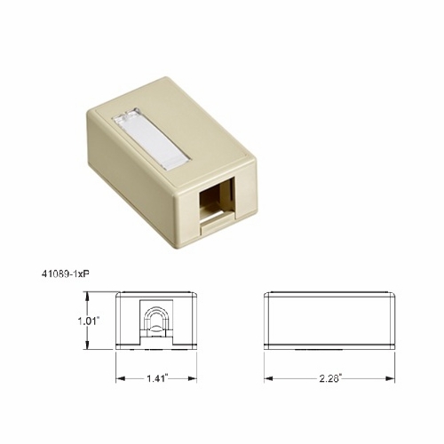 Leviton 41089-1Ip Surface-Mount Quickport Box, Plenum Rated, 1-Port, Ivory 078477123768