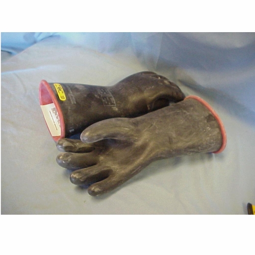 Low Volt Rubber Gloves Sz 10 Black 10 1/2  L