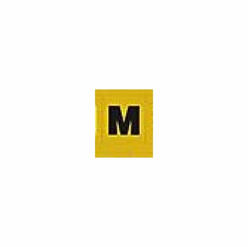 M  Reflective Letter, 1 Inch X1.5 Inch  Black On Yellow Pack Of 25