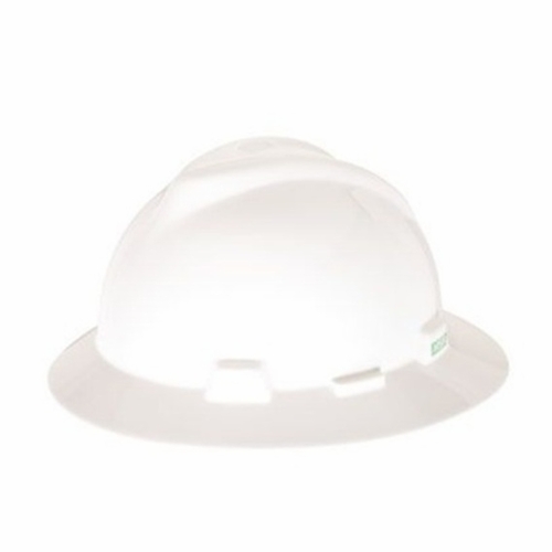 Msa 10058321 White V-Gard Slotted Full-Brim Hat,  With 1-Touch Suspension