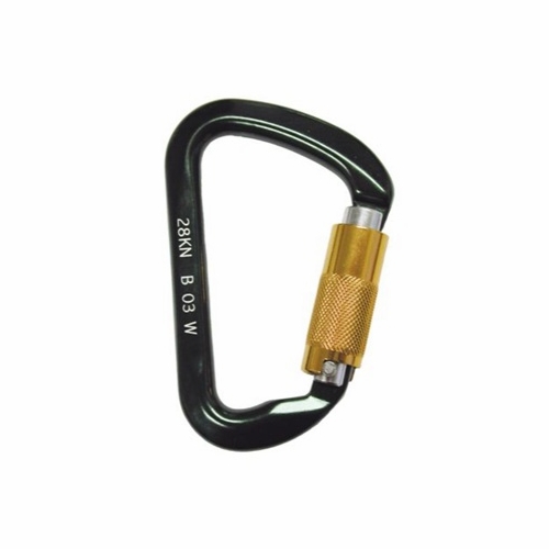 Msa 506259  Aluminum Carabiner, 7/8" Gate Opening, Auto-Locking, Black
