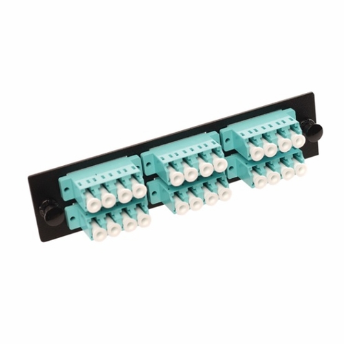 Multilink 065-246-10  Mlcqg-24-Mm-P-Blk Loaded Lc Mm Phos Bronze Quad Pack Panel 10 Gig Aqua Prete