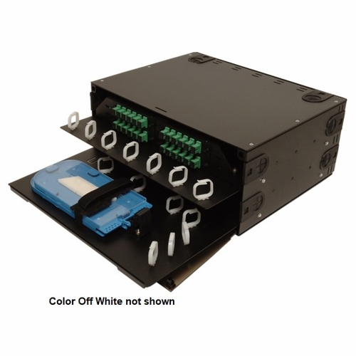 Multilink 10-2146 Frm-4Ru-4X-Ps Off White Dual Slide Out Trays Patch/Splice, Holds 4 Panels-Ow Rack