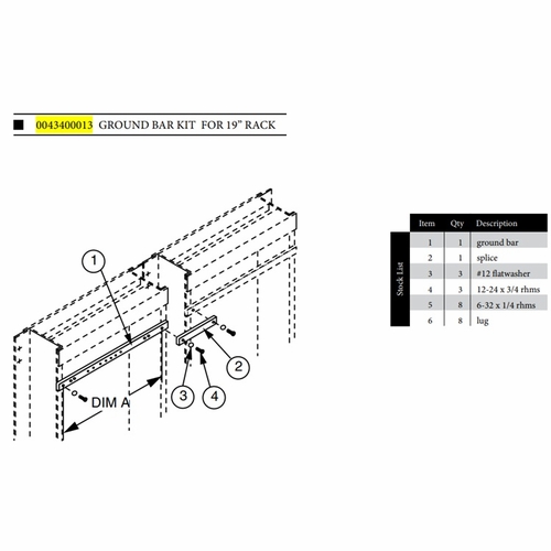 NEWTON 0043400013 Ground Bar Kit for 19 inch Rack