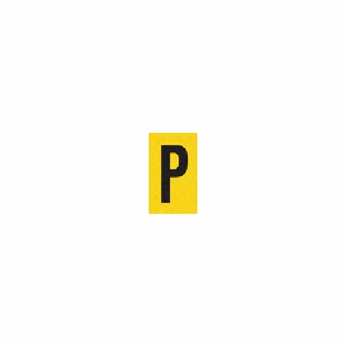 P  Reflective Letter, 1 Inch X1.5 Inch  Black On Yellow Pack Of 25