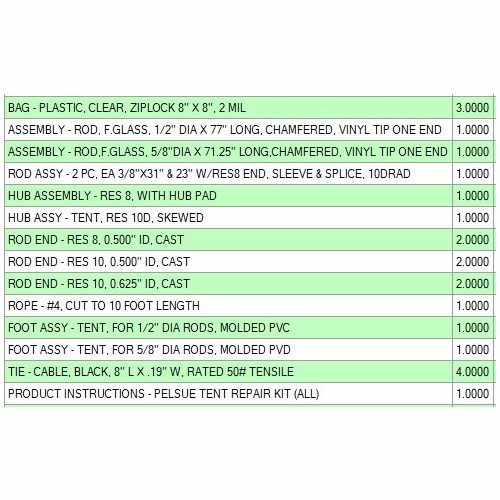 Pelsue 6510Drad-Rk Replacement Parts Kit For 6510Drad Tent