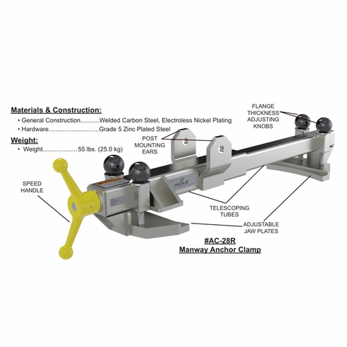 PELSUE AC-28R  Anchor clamp - adjustable 10-28 inch  round manways