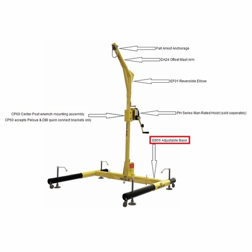 Pelsue Eb56 Davit System Base - Adjustable 36 Inch To 56 Inches Inside Width