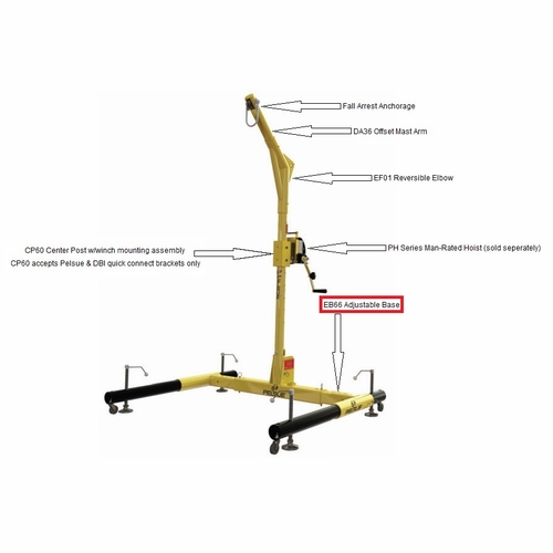 Pelsue Eb66 Davit System Base - Adjustable 46 Inch  To 66 Inches  Inside Width