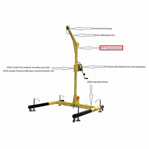 Pelsue Ef01 Davit Elbow, Fabricated Alum., Reversible For Different Offset Lengths