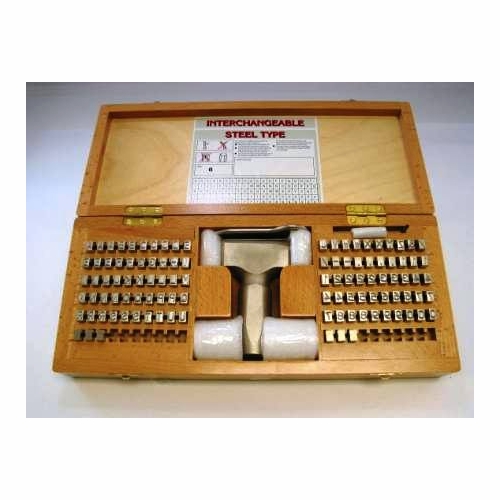 PINNACLE STEEL TYPE SET(LETTER NUMBER DIES) 1/4 INCH WITH BOX AND DIES 106 PIECES