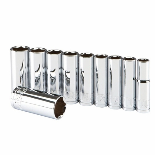 PITTSBURGH 3/8 IN DRIVE METRIC 10PC DEEP SOCKET 10, 11, 12, 13, 14, 15, 16, 17, 19 and 21mm NEW