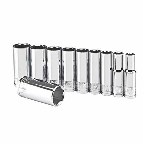 PITTSBURGH 3/8 IN DRIVE SAE 10PC DEEP SOCKET 5/16 3/8 7/16 1/2 9/16 5/8 11/16 3/4 13/16 7/8 in. NEW