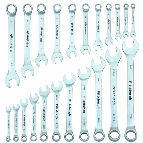 PITTSBURGH 69314 22PC FULLY POLISHED SAE/METRIC COMBINATION WRENCH SET
