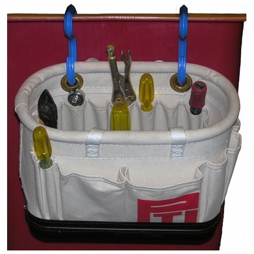PLASTIC TECHNIQUES 310041 Oval Canvas Bag with Handles & S-Hooks