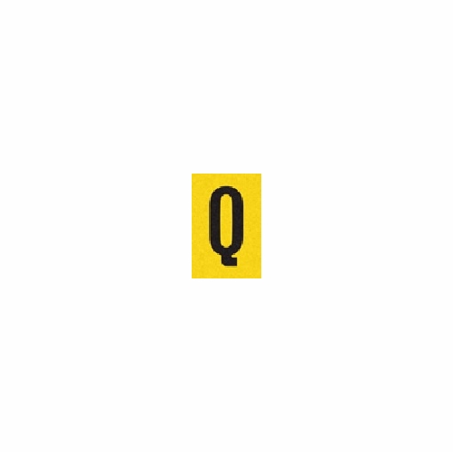 Q  Reflective Letter, 1 Inch X1.5 Inch  Black On Yellow Pack Of 25