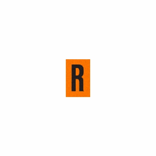 R BLACK ON ORANGE REFLECTIVE 1 X 1.5 PACK OF 25