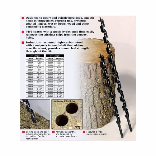 Star M International Ltd 08808 11/16 Inch  X18 Inch  Deep Cut Utility Pole Auger Bit