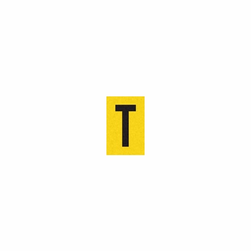 T  Reflective Letter, 1 Inch X1.5 Inch  Black On Yellow Pack Of 25