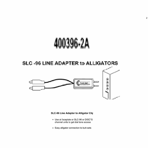 Tag 400396-2A Slc-96 Line Adapter To Alligator Clips, 1 Foot