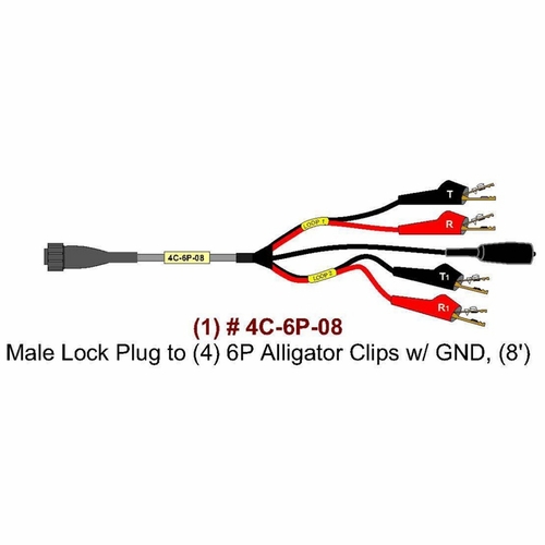 TAG 4C-6P-08 MALE LOCK PLUG TO (4) 6P ALLIGATOR CLIPS, 8 foot NEW