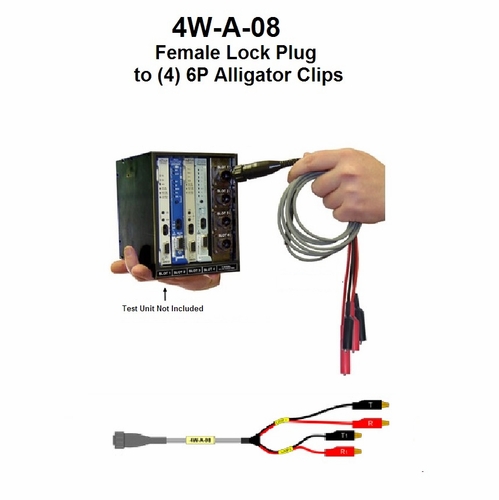 TAG 4W-A-08 FEMALE LOCK PLUG TO (4) 6P ALLIGATOR CLIPS, 8 foot