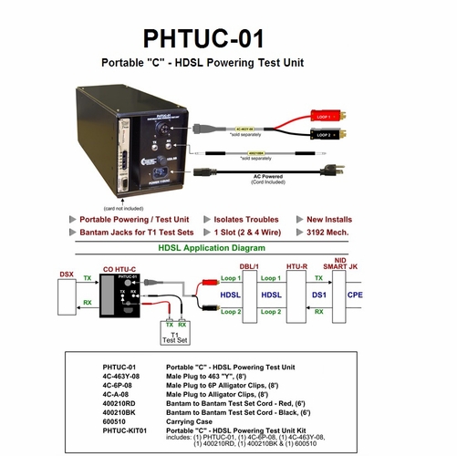 TAG PHTUC-01 PORTABLE C - HDSL TEST UNIT w/ AC POWER CORD