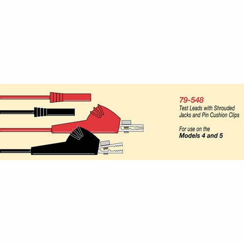 Triplett 79-548 Test Leads W/Shrouded Jacks, Pin Cushion Clips For Model 4, Model 5