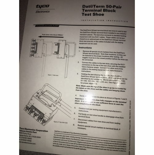 Tyco Dat@Term 50 Pair Terminal Block Test Shoe (Repaired) Apics Davar
