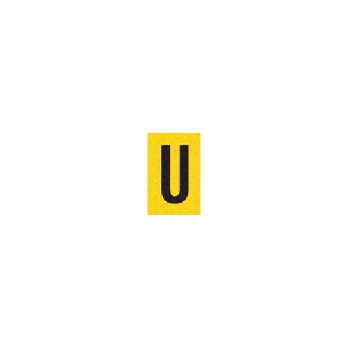 U  Reflective Letter, 1 Inch X1.5 Inch  Black On Yellow Pack Of 25