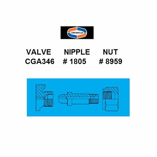 UNIWELD 1805 / UPC 12908 Inlet Nipple CGA346 1/4 inch - 18 NPT 2-1/2 inch Long MINIMUM ORDER 20