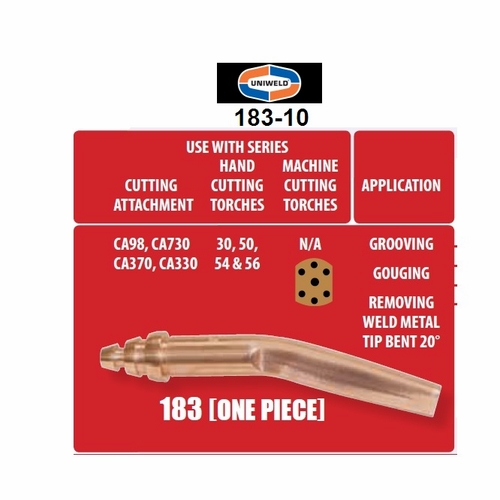 Uniweld 183-10D / Upc 35207 1 Piece Acetylene Cutting Tip Number  10 Display Card Minimum Order 1