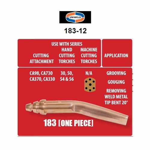 UNIWELD 183-12D / UPC 35208 1 Piece Acetylene Cutting Tip number 12 Display Card MINIMUM ORDER 1