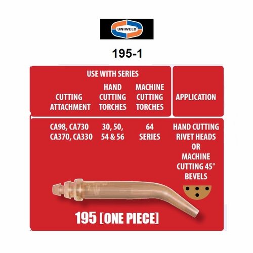 Uniweld 195-1D / Upc 35405 1 Piece Acetylene Cutting Tip Number  1 Display Card Minimum Order 1