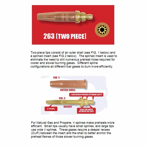 Uniweld 263-4 2 Piece Fuel/Gas Cutting Tip Number 4 (Discontinued--Limited Availability)