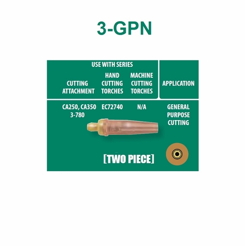 Uniweld 3-Gpn-00D / Upc 34233 2 Piece Natural Gas/Propane Cutting Tip Number 00 Display Card Minimum